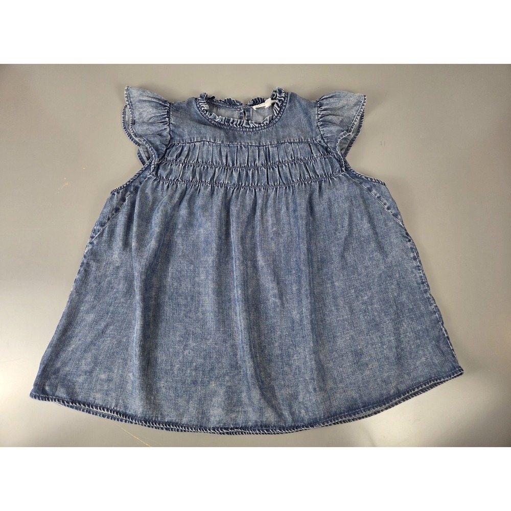 Jane and Delancey Light Denim Blue Ruffle Sleeve Top